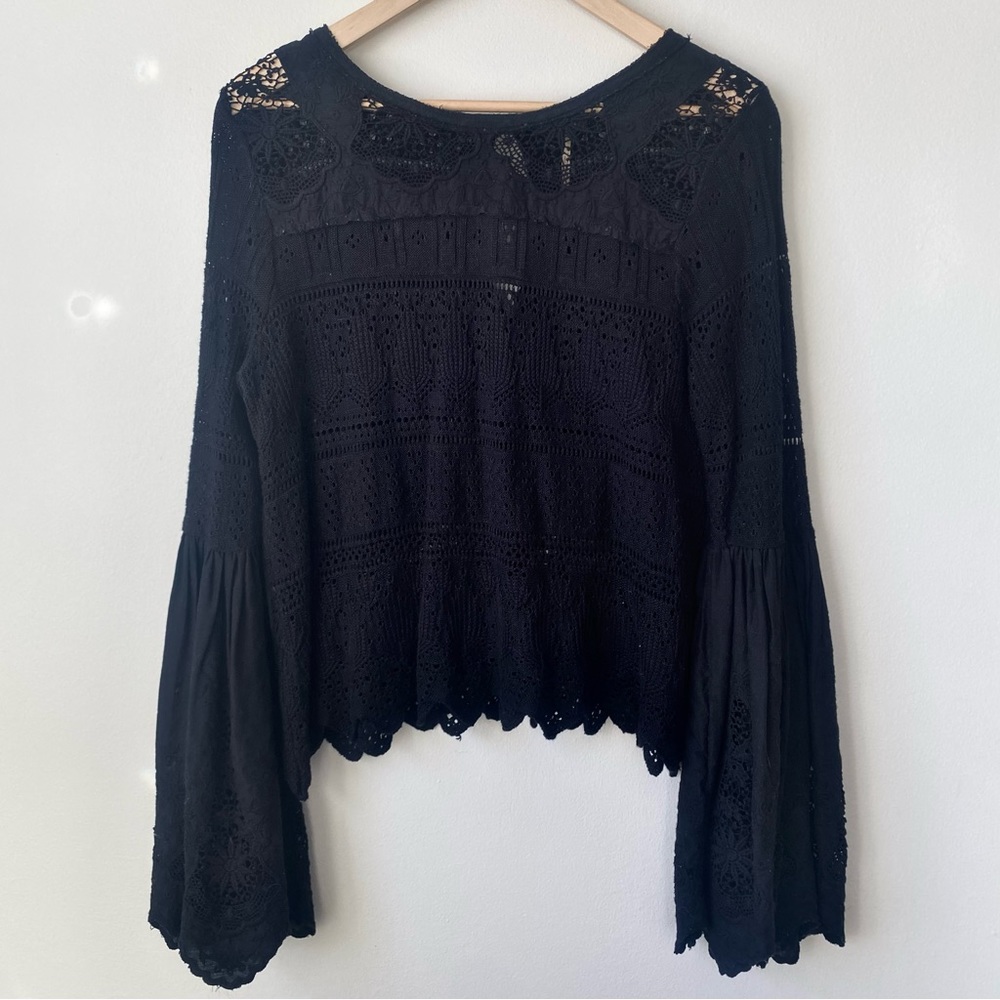 Black Free People Top with Bell Sleeves
